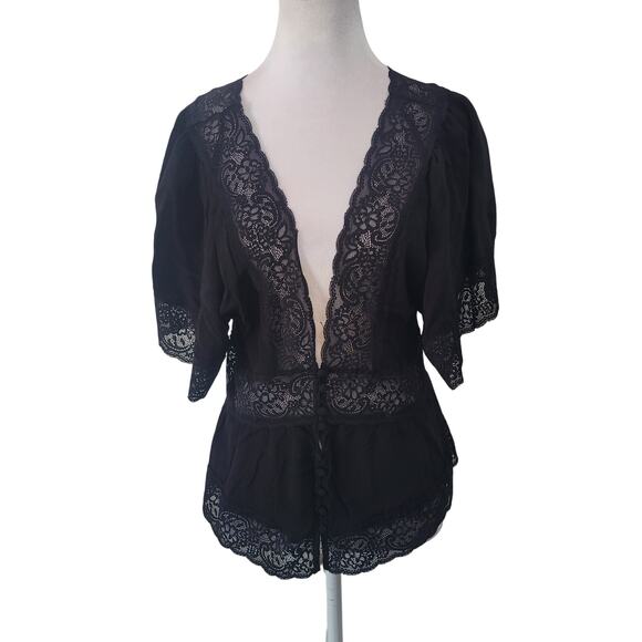 Forever 21 Size XL Black Lace Corset Babydoll Top Gothic Romantic Coquette - Picture 1 of 8